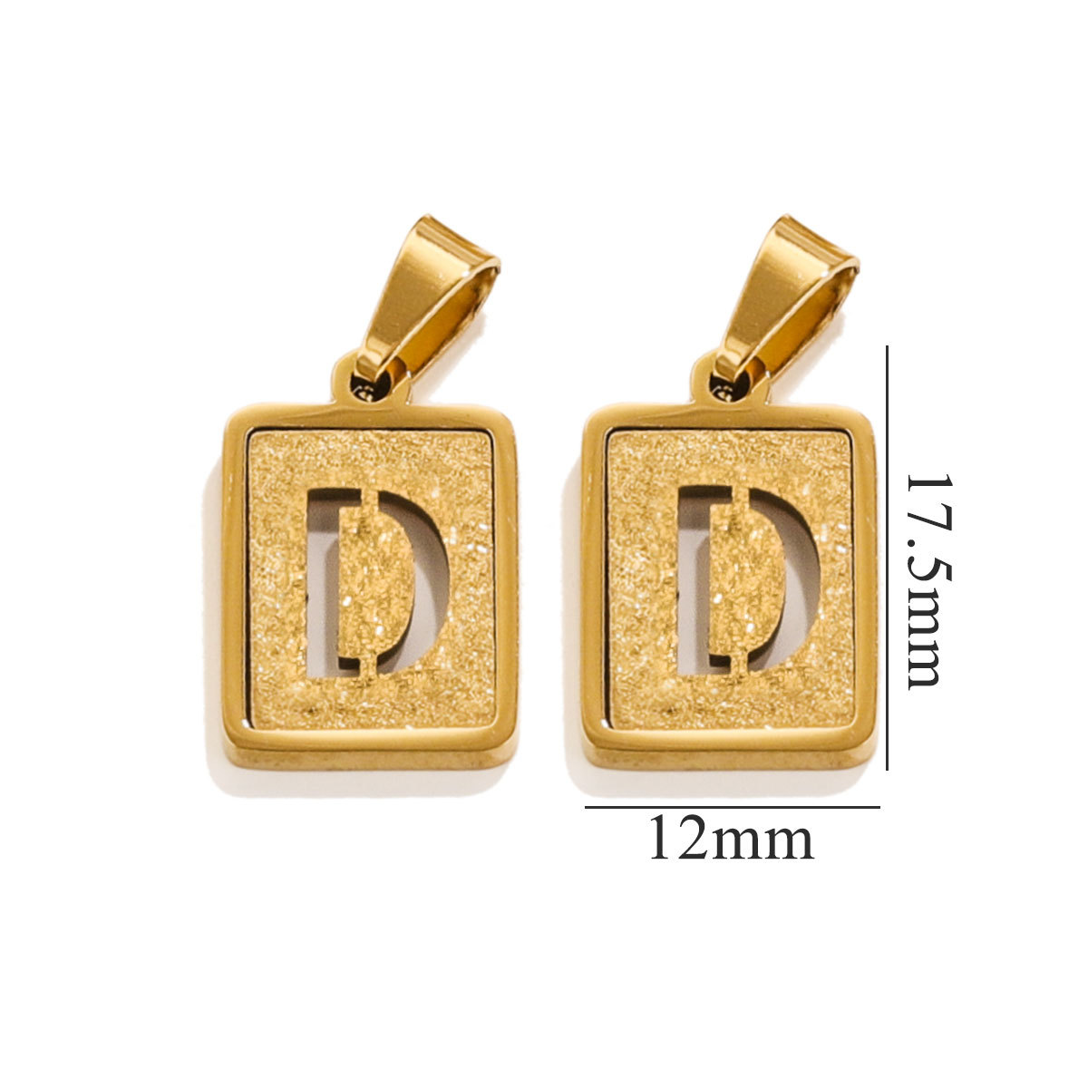 Gold color / 1 Piece Simple Fashionable Style Square Letter D Shape Titanium Steel  Gold Color Unisex Pendant Picture4